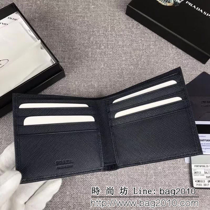 PRADA普拉達 官網同步 經典爆款 十字紋牛皮 男士短款錢夾 2M0513 DD1853